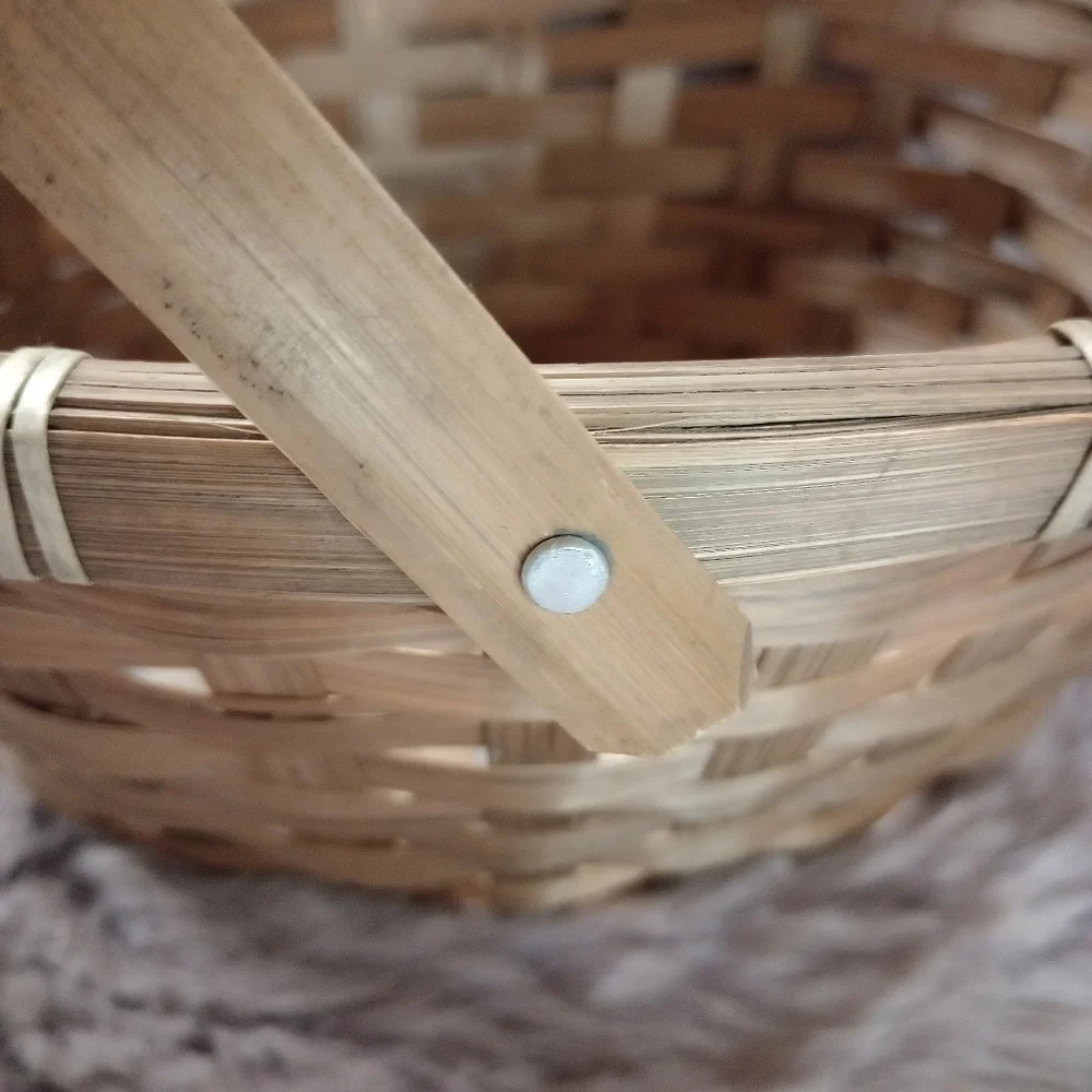 Small brown Home Goods countrycore oval wicker basket bow and movable handle